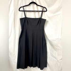 Theory Pleated Black Skinny Strap Wool Dress, Size 10